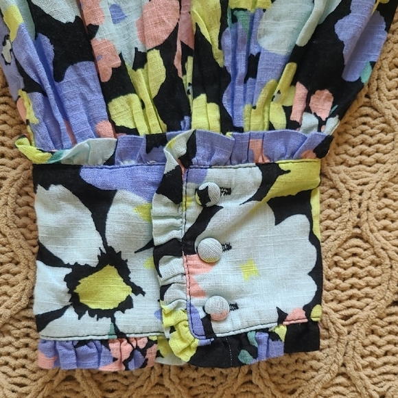 NWOT Free People Ariana Floral Print Smocked Crop Top - Size L - Picture 6 of 10